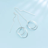 925 Silver Round Circle Drop Earrings for Women