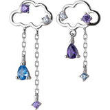 925 Silver Ethnic Cloud Raindrop Tassel Earrings Women Brincos