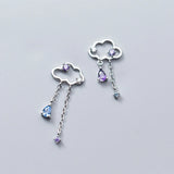 925 Silver Ethnic Cloud Raindrop Tassel Earrings Women Brincos
