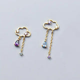 925 Silver Ethnic Cloud Raindrop Tassel Earrings Women Brincos