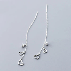 MloveAcc 925 Sterling Silver Heart Charm Chain Earrings