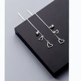 MloveAcc 925 Sterling Silver Heart Charm Chain Earrings