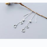 MloveAcc 925 Sterling Silver Heart Charm Chain Earrings