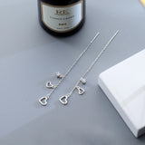MloveAcc 925 Sterling Silver Heart Charm Chain Earrings