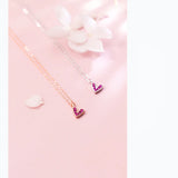 925 Silver Necklaces Heart CZ Rose Purple Pendant for Women