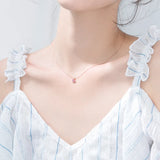 925 Silver Necklaces Heart CZ Rose Purple Pendant for Women