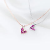 925 Silver Necklaces Heart CZ Rose Purple Pendant for Women