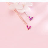 925 Silver Necklaces Heart CZ Rose Purple Pendant for Women