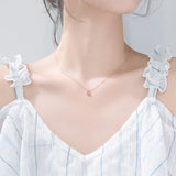 925 Silver Necklaces Heart CZ Rose Purple Pendant for Women
