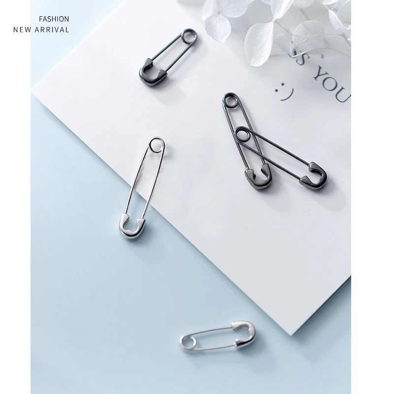 925 Silver Pin Brooch Earrings Hoops for Girls