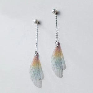 925 Silver Shell Pearl Butterfly Wings Earrings