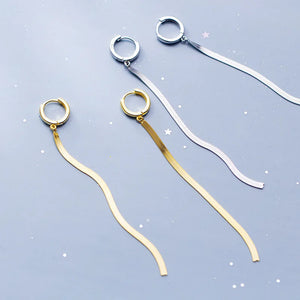 MloveAcc 925 Silver Tassel Earrings, Snake Chain Hoops