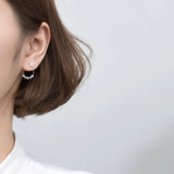 925 Silver Star & Bead Loop Stud Earrings Women S925 Jewelry Gift