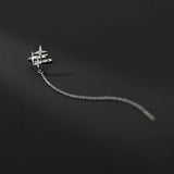 925 Silver Stars Ear Cuff Zircon Long Chain Earrings