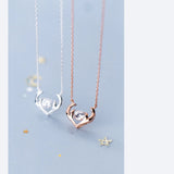 925 Silver Zircon Elk Deer Pendant Necklace Women Jewelry Gift