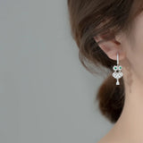 MloveAcc 925 Silver Zircon Owl Hoop Earrings for Women