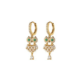 MloveAcc 925 Silver Zircon Owl Hoop Earrings for Women