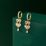 MloveAcc 925 Silver Zircon Owl Hoop Earrings for Women