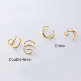 MloveAcc Double-layer Sterling Silver Ear Clip Earrings