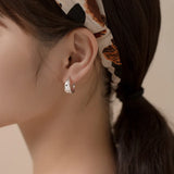 MloveAcc Flower Cut Pattern 925 Sterling Silver Hoop Earrings