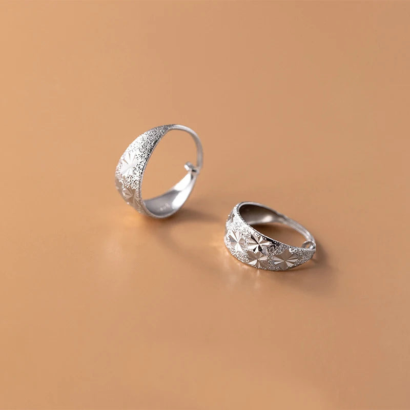 MloveAcc Flower Cut Pattern 925 Sterling Silver Hoop Earrings