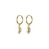 Real Silver Hoop Earrings 925 Sterling Pearl Charm Women Engagement