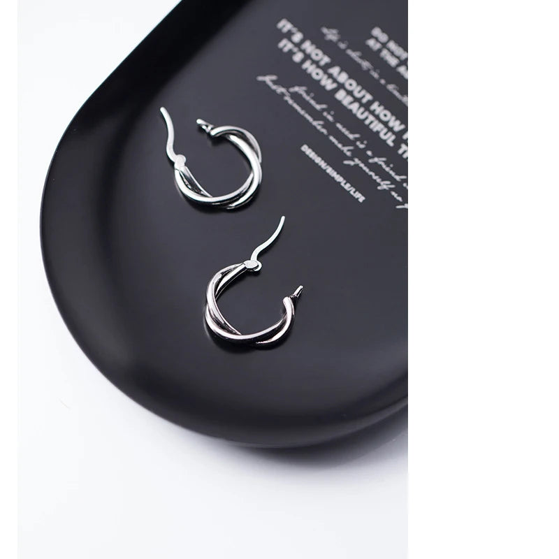 MloveAcc Twisted Shape Hoop Earrings 925 Silver Huggie Earrings