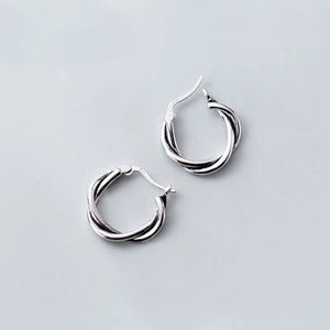 MloveAcc Twisted Shape Hoop Earrings 925 Silver Huggie Earrings