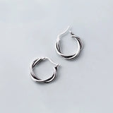 MloveAcc Twisted Shape Hoop Earrings 925 Silver Huggie Earrings