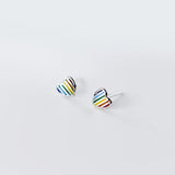 MloveAcc Enamel Heart Stud Earrings 925 Silver
