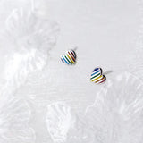 MloveAcc Enamel Heart Stud Earrings 925 Silver