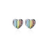 MloveAcc Enamel Heart Stud Earrings 925 Silver