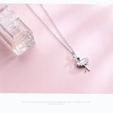 MloveAcc Ballet Dance Zircon Pendant Necklace 925 Sterling Silver