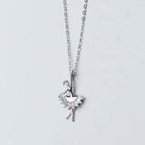 MloveAcc Ballet Dance Zircon Pendant Necklace 925 Sterling Silver
