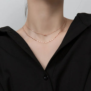 MloveAcc Rose Necklace 925 Sterling Silver Double Necklace Present