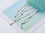 MloveAcc S925 Silver Necklace Women Choker Neck Chain 925 Sterling Silver Bead