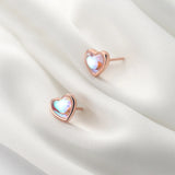 MloveAcc Heart Earrings with Opal Crystal, S925 Sterling Silver