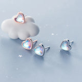 MloveAcc Heart Earrings with Opal Crystal, S925 Sterling Silver