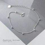MloveAcc S925 Silver Beaded Chain Bracelet 19.5CM for Women Lady Daughter