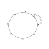 MloveAcc S925 Silver Beaded Chain Bracelet 19.5CM for Women Lady Daughter