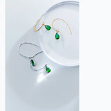 MloveAcc Silver 925 Green Crystal Zircon Earrings Bridal Wedding Jewelry