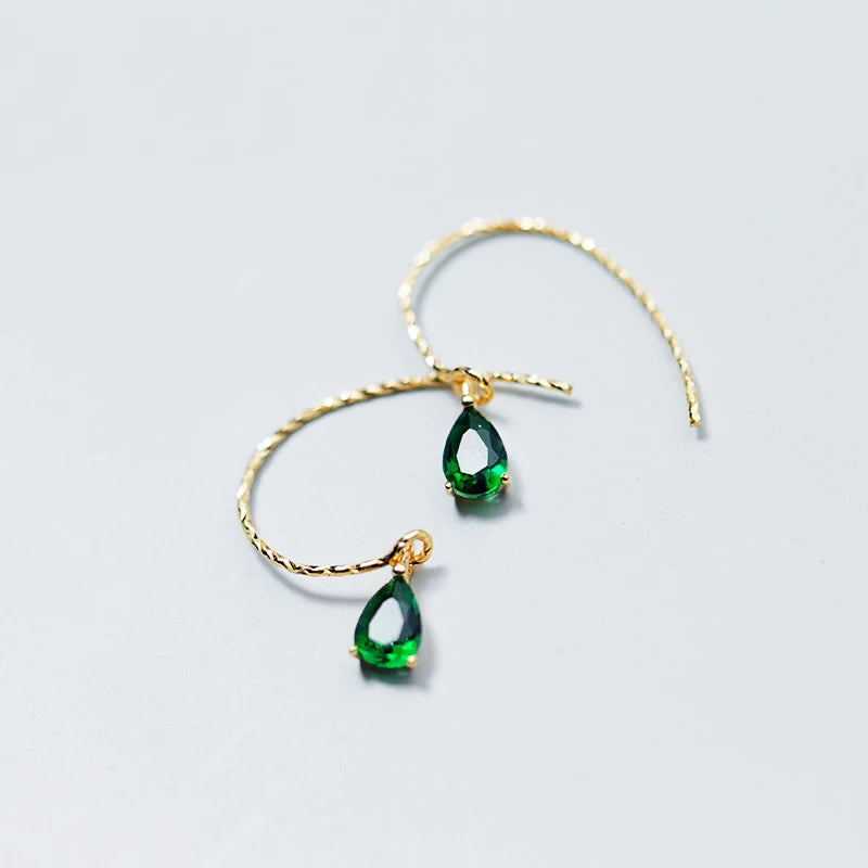 MloveAcc Silver 925 Green Crystal Zircon Earrings Bridal Wedding Jewelry