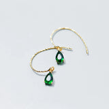 MloveAcc Silver 925 Green Crystal Zircon Earrings Bridal Wedding Jewelry