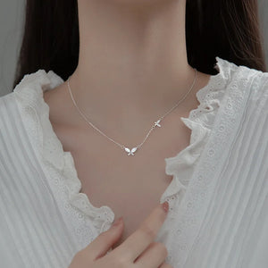 MloveAcc Silver Butterfly Necklace 925 Sterling Silver Pendant Women