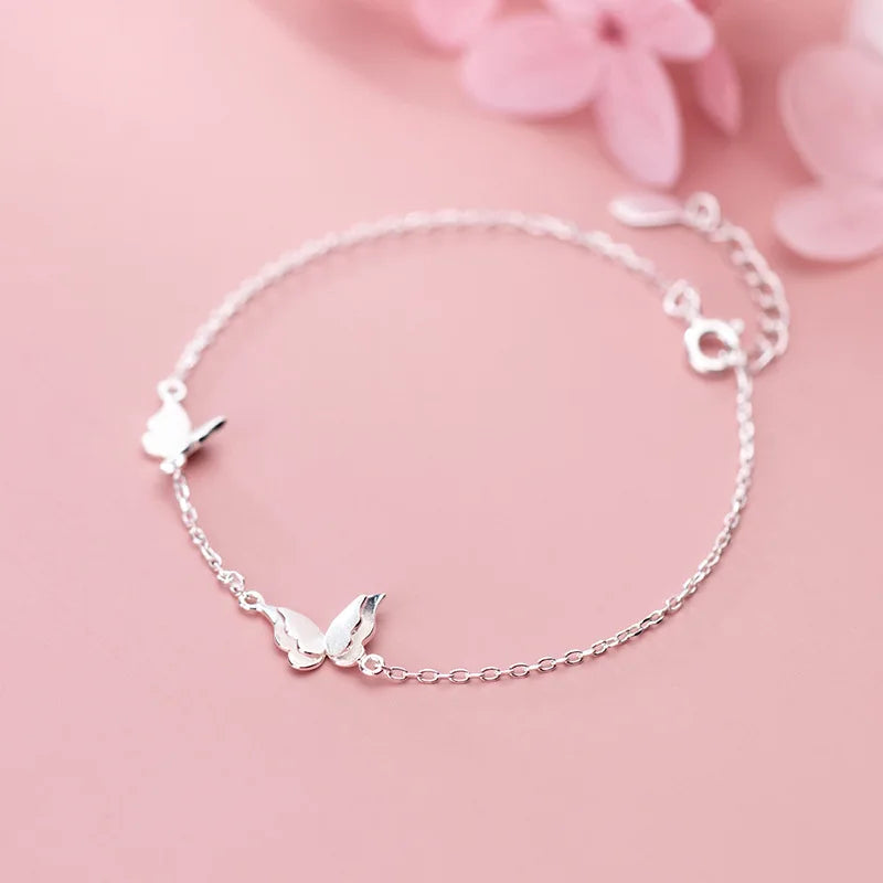MloveAcc Silver Butterfly Bracelet 925 Sterling Silver Chain Jewelry