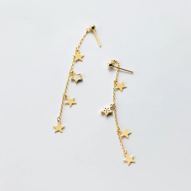MloveAcc 925 Silver Long Drop Earrings with CZ for Women
