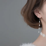 MloveAcc 925 Silver Long Drop Earrings with CZ for Women