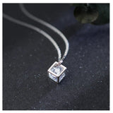 MloveAcc Pendant Cube 925 Silver with CZ Women Necklaces