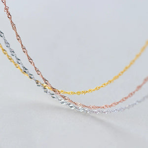 MloveAcc Silver Water-wave Chain Necklace 925 Sterling Silver Lobster Clasp Chai