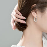 MloveAcc Oval Shape Earring 925 Sterling Silver Hoop for Women